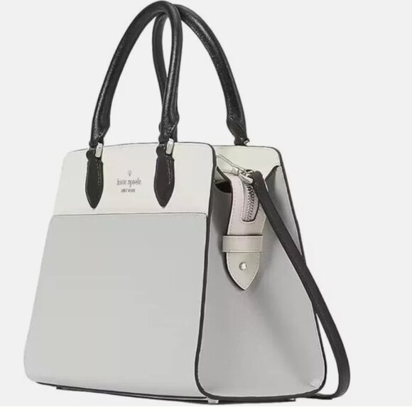 Kate Spade Madison Medium Top Handle Satchel Shoulder Purse - Platinum Grey - Picture 4 of 6